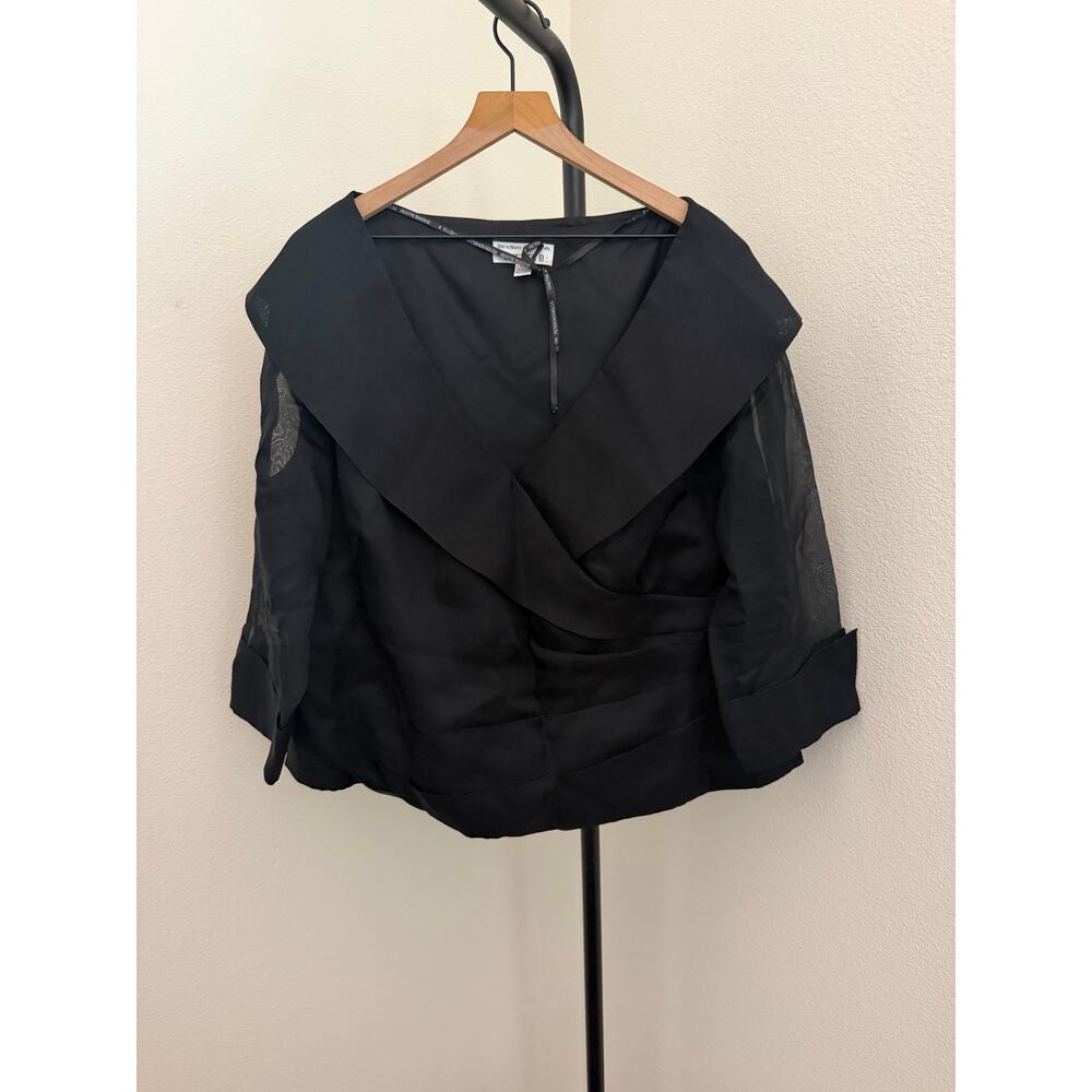 Stunning 100% silk black chetta B Sherrie bloom blouse - Picture 2 of 5